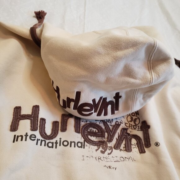 Hurley Fleece Hoodie Beige/Brown - Size Men's Large - Picture 9 of 16